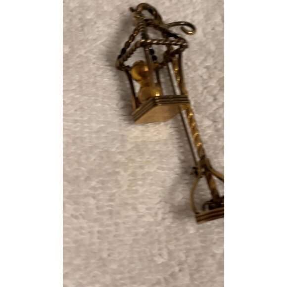 1940s Walter Lampl Gold Filled Brooch Swinging Bird Cage RARE FIND - Picture 3 of 8